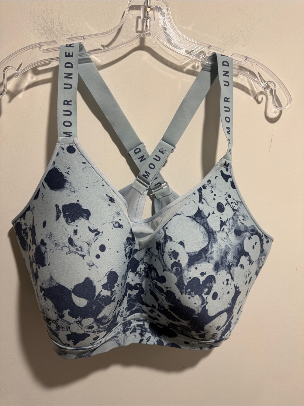 Under Armour Light Blue and Navy Marble Print Sports Bra Size 3X